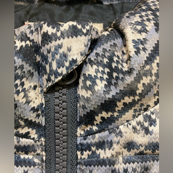 Ruff Hewn‎ Puffer Vest Women Petite Large Gray Fair Isle Print Full Zip Hiking - Picture 2 of 8